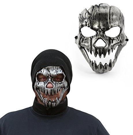 Oblique-Unique® Maske Totenkopf Schädel metallisch glänzend (Silber)
