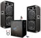 Ibiza sound - Pack Sono avec Caisson de Basses Amplifiées 800w - 2 Enceintes Sono Double Boomer Puissant - Câble RCA, HP et câble PC Offert