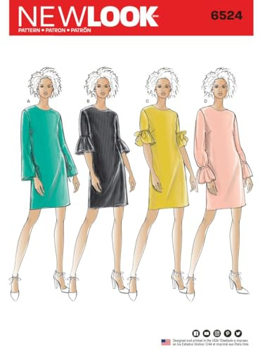New Look Pattern 6524 Women’S Dress with Sleeve Variations, Paper, White, 22.00 x 15.00 x 1.00 cm