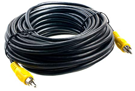 10m Videokabel, FBAS Video 75 Ohm, Standard, je Seite 1x Cinchstecker für Video, Kabelfarbe: Schwarz, vergossene Steckverbinder