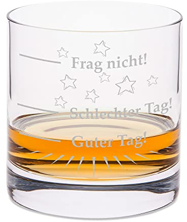 Leonardo Whiskyglas mit Gravur - Schlechter Tag, Guter Tag - Frag nicht! - Geschenke für Whiskyliebhaber - Whiskygeschenke - Whisky Glas - Witzige Geschenke & Originelles Whiskey Glas
