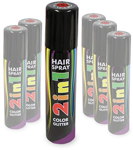 KarnevalsTeufel Hairspray 2in1 Color und Glitter in verschiedenen Farben buntes Haarspray mit Glitzer Haarschmuck farbig (Rot)