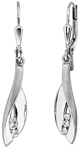 Jobo Damen-Ohrringe hängend aus 9 Karat 375 Weißgold mit Zirkonia