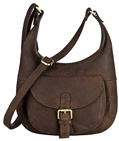 Klondike Sienna Umhängetasche Damen Sichelform, Handtasche Damen aus Leder, Ledertasche Schultertasche Damentasche, Lederhandtasche, Dunkelbraun