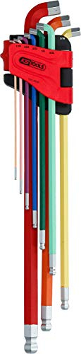KS Tools 151.4430 Juego de llaves Allen con cabeza de bola, en ángulo de 108°, 9 pzs Pulgadas