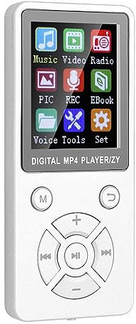 MP4-MP3-Player, tragbarer 1,8-Zoll-Bluetooth-Digital-Musik-Player, Stereo-Lautsprecher mit Video-HiFi-Sound, erweiterbare 32-GB-TF-Karte(Weiß)
