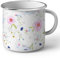 Mug en Métal Emaillé Fleurs Rose Bleu Motifs Mignon Douceur