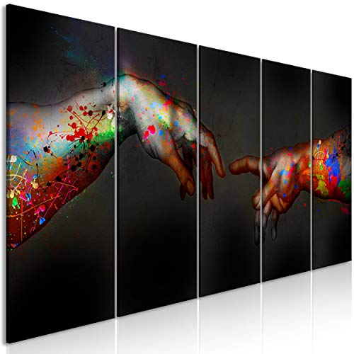 decomonkey Bilder Michelangelo Die Erschaffung Adams 225x90 cm XXL 5 teilig Leinwandbilder Bild auf Leinwand Vlies Wandbild Kunstdruck Wanddeko Wand Wohnzimmer Wanddekoration Deko Abstrakt Bunt