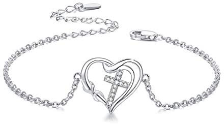 CUOKA MIRACLE Armband Kreuz 925 Sterling Silber Herz Armband für Damen infinity armband für Paare