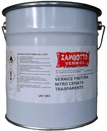 ZAMBOTTO VERNICI Vernice Finitura Nitro Cerata Trasparente Lucida o Satinata Per Legno Da 1 A 25 Litri (25 Litri, Lucido 80 gloss)