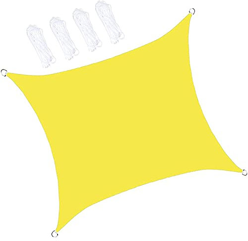 Garden Shade Sail 7x7m Breathable UV Protection Rectangle Awning Canopy With metal accessories for Patio Gaden Yard Pergola, Yellow
