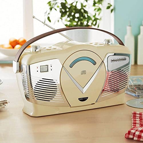 Coopers of Stortford - Retro CD Boombox with AM/FM Radio - Portable Sound System, Containing USB Port, MP3 and Stereo Speakers - Mains or Battery-Powered Home Radio with LCD Display