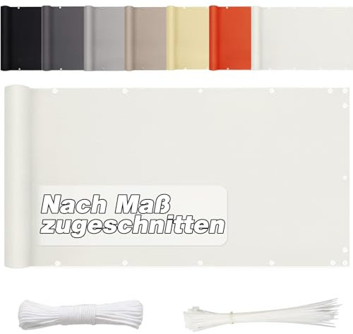 Aiyaoo Terrassen Sichtschutz 90 x950cm- Blickdichte Balkonumspannung 100% PrivatsphäRe. in div. Größen & Farben, für den Gartenzaun oder Balkon - Weiß