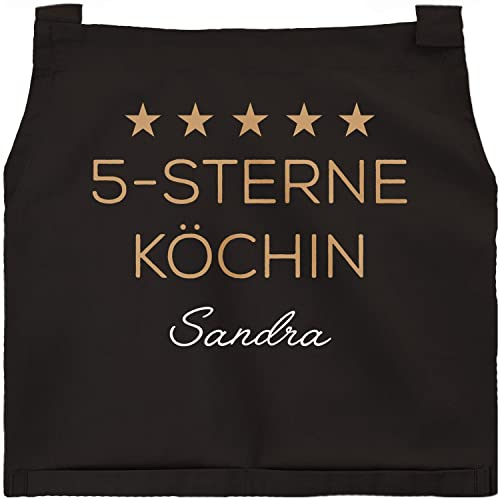 SpecialMe® Kochschürze Küchenschürze Damen 5 Sterne Köchin personalisierte Schürze für Frauen mit Namen Baumwolle schwarz unisize