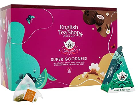 ETS Teegeschenk Super Goodness | Superfood Tee Probierset & Wohlfühl Geschenk Box | 3 Sorten | BIO 12 Pyramidenbeutel