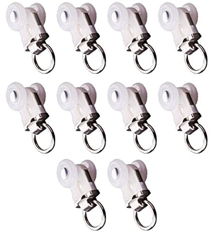 Jos Haz Curtain Track Roller Hooks - 10 pcs - Ceiling Track with Wheeled Carrier