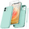 Qasyfanc Handyhülle für iPhone 12 Hülle mit 2 Stück Hartglas Schutzfolie, Silikon Case Ultra Dünn Kameraschutz Rundumschutz Anti-Kratzer Handyhülle für iPhone 12 6.1 - Mint Grün