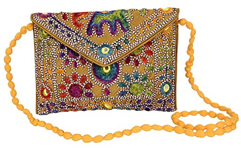 Craft Trade Rajasthani Mini Clutch-Taschen für Frauen Indisch Jaipuri-Kunst Handtasche für Damen Handbestickte Clutch Umhängetasche für Hochzeits Party und Geschenke