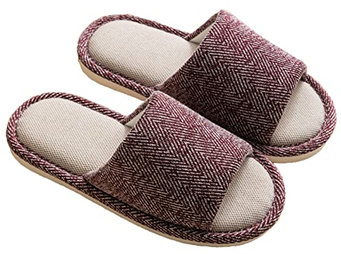 AioTio Donna Pantofole Lino Pantofole Cotone Pantofole Antiscivolo per Interni Esterni Pantofole Morbide Quattro Stagioni(Viola,36/37 EU)