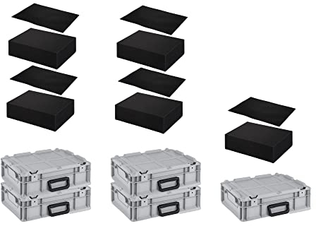 PROREGAL SuperSparSet 5x Eurobox NextGen Portable mit Rasterschaumstoff & Schaumstoffeinlage | HxBxT 13,5x30x40cm | 11 Liter | Eurobehälter, Transportbox, Transportbehälter, Stapelbehälter