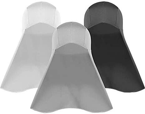 Lubrol Lot de 3 casques de protection avec protection de la nuque - Capuchons de tête de mort rafraîchissants - Doublure anti-transpiration - Avec queue - Protection solaire pour casque de protection