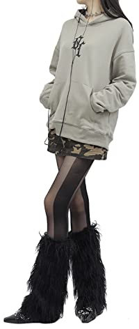 YJZQ Beinstulpen Damen Plüsch Beinwärmer Sexy Fellstulpen Beinstulpen Warme Socken Stulpen Beinlinge Stiefelüberzüge für Damen Mädchen 42CM