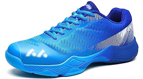 Badminton-Schuhe für Erwachsene, Herren und Damen, Leichte, Atmungsaktive Tennis-Squash-Sneaker, Extra Breit für Volleyball, Pickleball,Blue-41