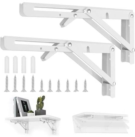 2 Stück Klappkonsole Schwerlast Klappscharnier Winkel Klappbar Regalträger 25*11.5cm Lager 35kg Edelstahl Klappwinkel Wand Klappenbeschlag Tisch Regalwinkel Tablethalter für Zuhause Büro Wandmontage