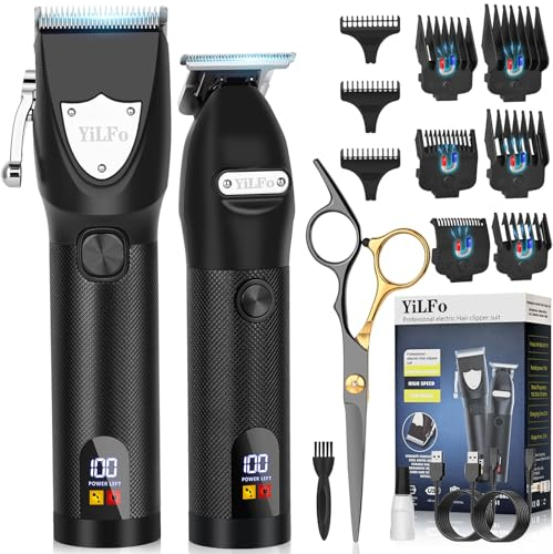 YiLFo Haarschneidemaschine Set Profi, Barttrimmer Herren, Bartschneider Herren Haarschneider, Rasierer Herren Elektrisch Barber Set, Akku Friseur Haartrimmer,Trimmer für Haar Bart und Körperbehaarung