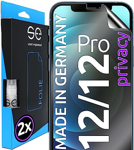 2x se® 3D SCHUTZFOLIE Privacy für Apple iPhone 12/12 Pro,Blickschutz, 100% Fingerabdruck & FaceID kompatibel, einfache blasenfreie Installation, Ultra-Klar, Stoß-Kratzfest, aus Deutschland