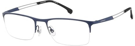 Carrera Brille mit Sehstärke in Mattblau für Herren optional mit Sonnenbrillentönung oder Blaulichtfilter, Rechteckig, gefertigt aus Metall, Modell: CARRERA 8899 (inklusive Brillenetui)