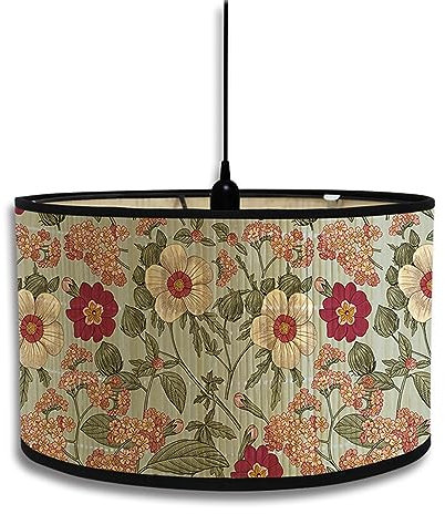 Fansu Pantalla De Lámpara Vintage Pantallas de Lámpara de Tela Cubierta De Lámpara De Tambor Cilíndrica Lámpara De Pie Para El Hogar Mesa De Hotel Mesita De Noche (20x30cm,Flores bonitas 3)