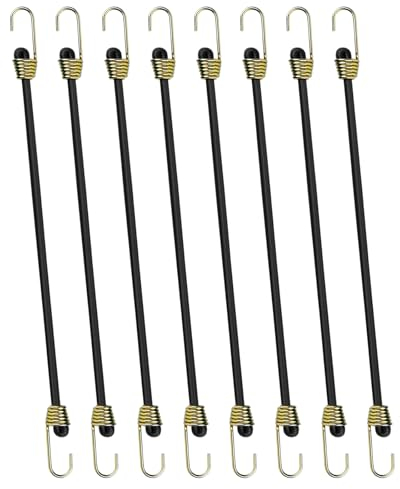 Set di 8 Tenditori Elastici da 25 cm con Ganci - Cinghie Elastiche per Bagagli, Espansori con Ganci, Mini Cinghie Elastiche - Cinghie per Teloni Corte Resistenti - Tenditori in Gomma - Nero
