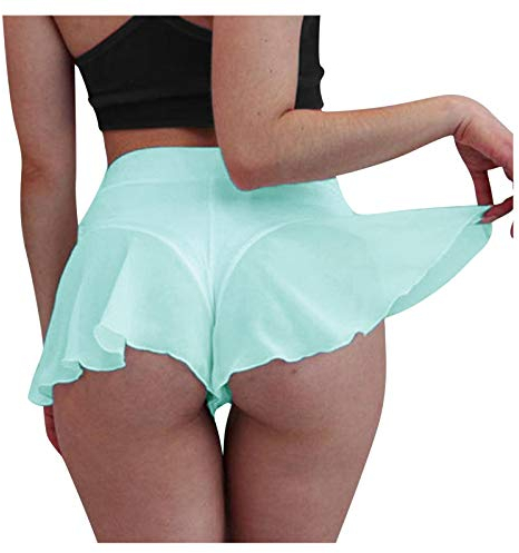 Christmas 2024 Weihnachten Tight Female Pole Dance Mini Hose mit Rüschen Bikini Taille Shorts Pyjama Shorts Manga, blau, M