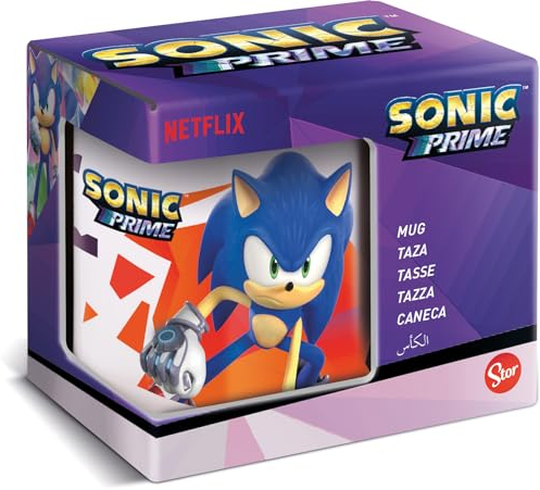 OM SUPPLIES Sonic The Hedgehog Iconic TV Personajes de dibujos animados Tazas de café Taza de cerámica 11oz en caja de regalo Navidad, cumpleaños, perfecto (Sonic)