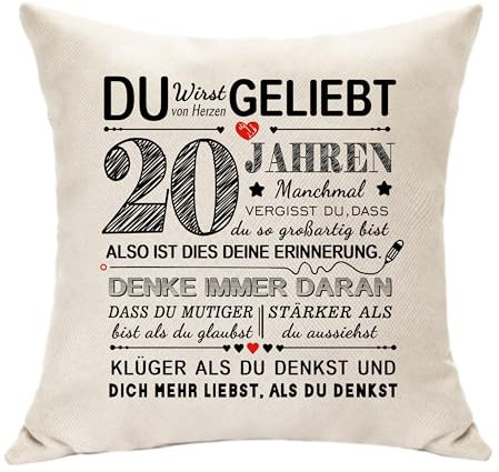 Hasodeo Geschenke für den 20. Geburtstag - Dekor Kissenbezug, inspirierende Erinnerungsgeschenke für 20 Jahre