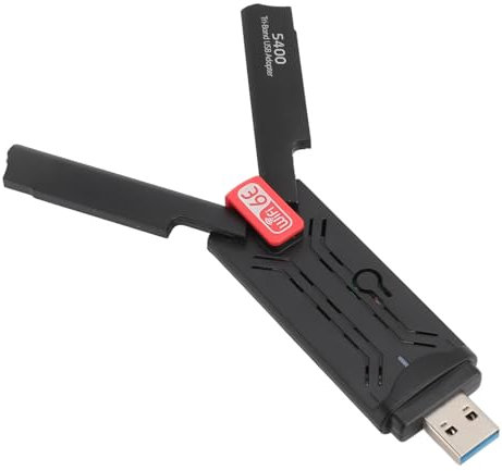 PUSOKEI USB WiFi 6E Adapter, 2.4G/5G/6G Tri-Band WiFi Adapter for Desktop PC, 5400Mbps USB 3.0 WiFi Dongle with High Gain Antenna, Wireless Network Adapter for Windows 10/11