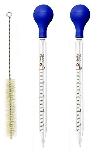 XNJIHWA 2 pipetas de cristal de 10 ml, pipeta de transferencia graduada, con cepillos para laboratorio, alimentos, investigación, medicina, escuela