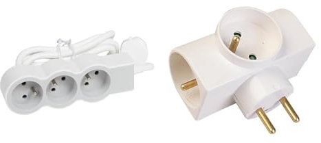 Legrand - Rallonge multiprise Extra-Plate avec 3 Prises de Courant avec Terre avec Cordon 1,5m - Blanc et Gris Clair & Multiprises Triplite latérale, 3 Prises 16A + Terre