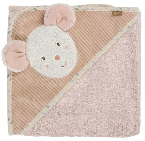 Fehn Kapuzenbadetuch Maus – Bade-Poncho aus Frottee mit Kapuze und Maus Motiv – saugstark & kuschelweich – für Babys und Kleinkinder ab 0+ Monaten