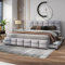 Rtopsu Polsterbett Doppelbett 180x200 cm 4 Stauraum Schubladen, Bett mit Verstellbares Kopfteil, Bettgestell mit Metallrahmen und Lattenrost aus Holz, Samt, Grau, Ohne LED-Beleuchtung und Matratze