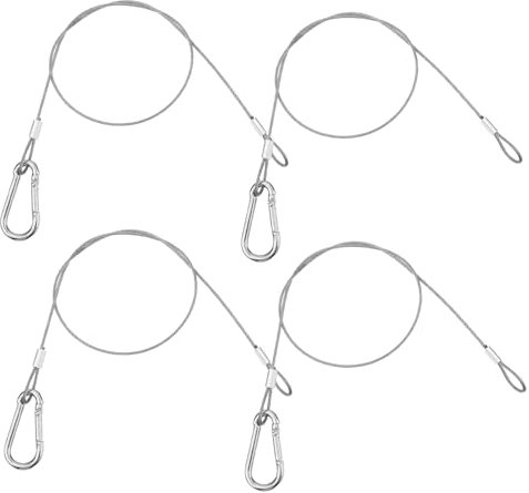 4 Cables de Alambre de Seguridad Con Ojales, Acero Inoxidable Plateado, 50 cm x 1,5 mm, Para Bicicleta, Motocicleta, Muebles, Jardín