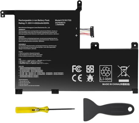 ASUNCELL 11.55V/52Wh C31N1703 Batterie d'ordinateur Portable pour ASUS Zenbook Flip UX561U Q525UA Q505U Q505UA UX561UA UX561UN Series, C31N1703 0B200-02650100 3ICP6/60/72 C31P0J1 0B20002650100
