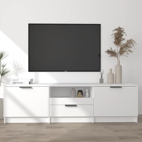 Buzaza Mueble para TV Madera contrachapada Blanco 140x35x40 cm Moderno Mueble de TV, Soporte Multiusos para el hogar y la Oficina