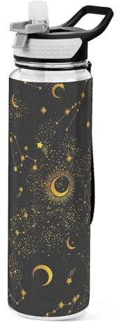 Mnsruu Bouteille d'eau transparente avec paille - Gourde étanche en plastique Tritan sans BPA - 1 litre