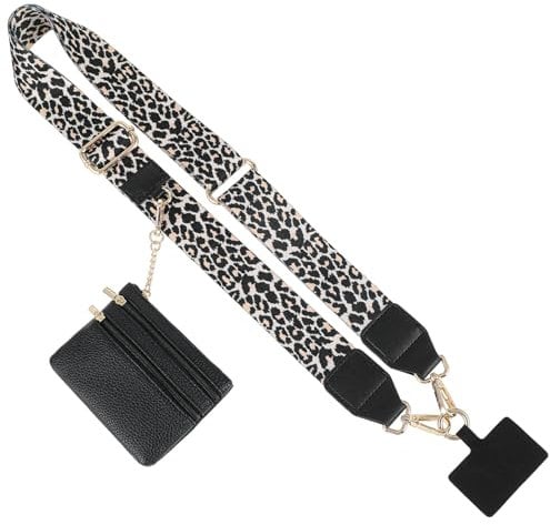 Yuanchu Catena per cellulare universale con custodia, clip and go, tracolla per cellulare con tasca con cerniera, cinturino per cellulare da appendere, cinturino regolabile per cellulare (motivo