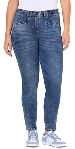 Ulla Popken Damen große Größen Übergrößen Plus Size Jeans Sarah, schmales Bein, Zipptaschen, Stretch Blue Denim 22 834687902-22