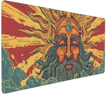 Tapis de Souris 80x40 cm Grand Tapis Souris XXL, Le dieu Soleil Tapis de Souris Bureau Gamer, à Bords Cousus, Base en Caoutchouc Antidérapante, Sous Main pour Clavier et Souris, Decoration Maison E941