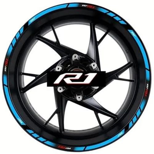 YUEYZHK Modische Streifenkante Motorrad-Felgenaufkleber-Set, 17 Zoll, Innen- Und Außenradaufkleber Für Y&amaha R1 YZF R1(Style 1)