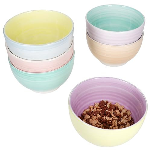 MamboCat Pastello 6er Set Müslischale 14cm I 500ml I Bunte Steingut-Schüssel mit Pastell-Farben für 6 Personen I Schälchen für Salat, Suppe, Müsli, Chips & Co.